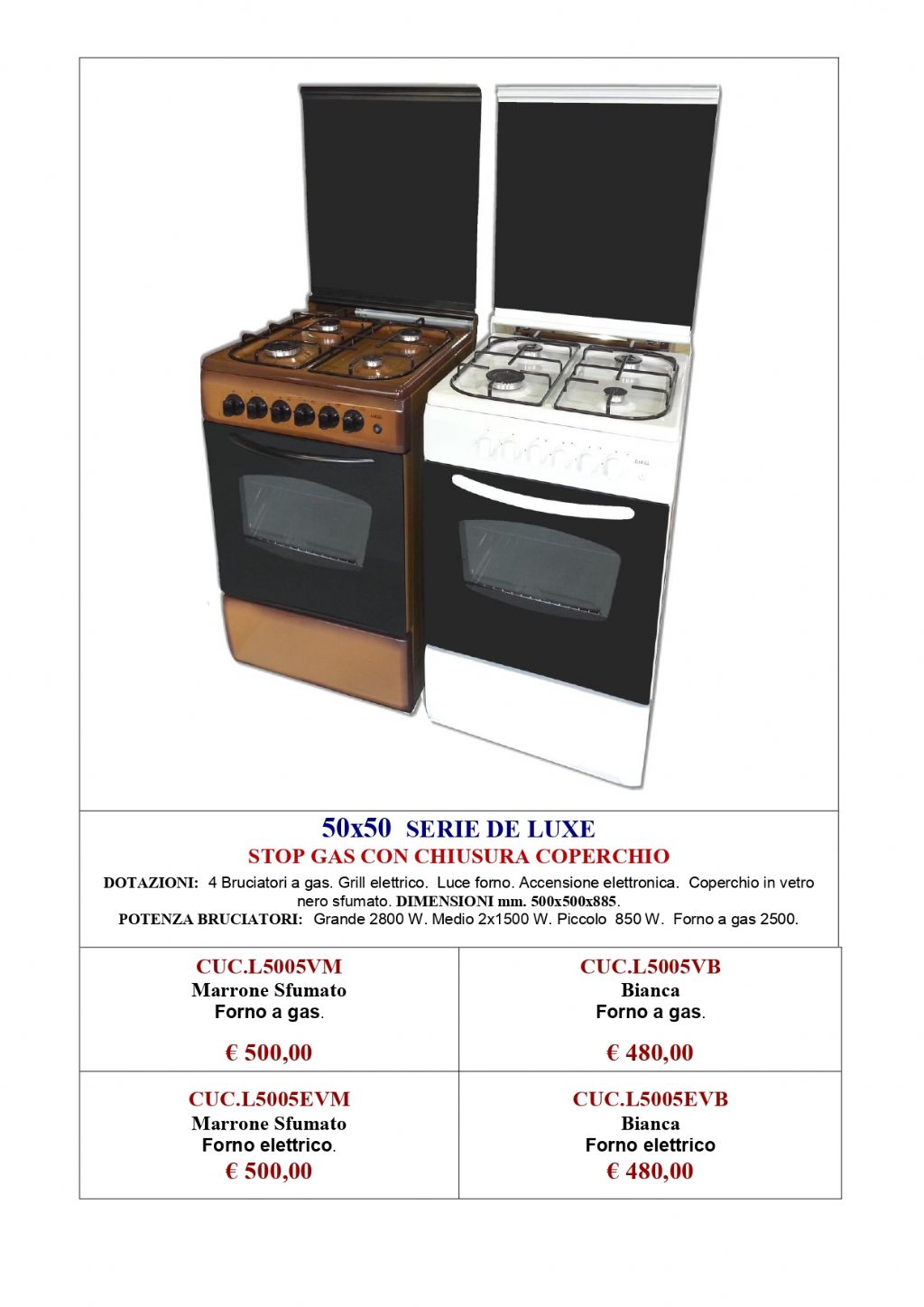 CUCINA LAREL 50X50 BIANCA O MARRONE 